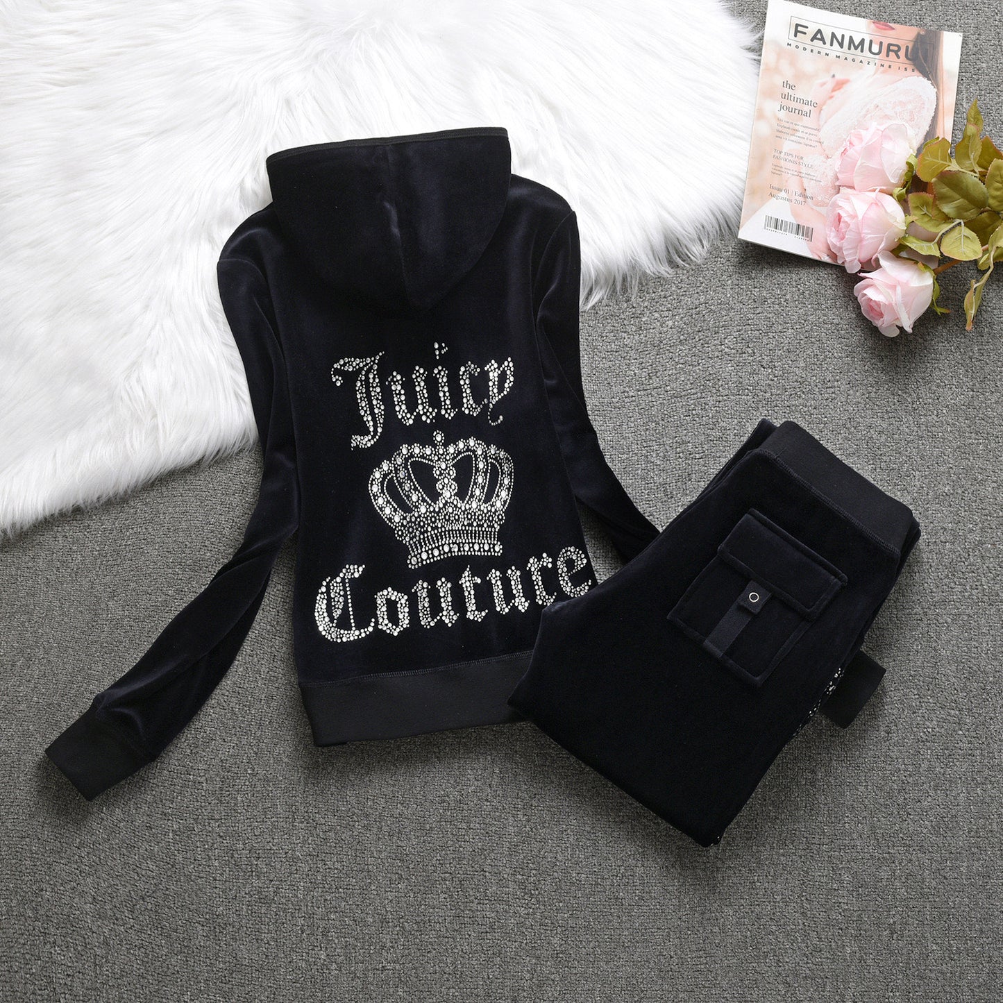 Ensemble Juicy Couture Classique en Velours - Veste Zippée et Jogging