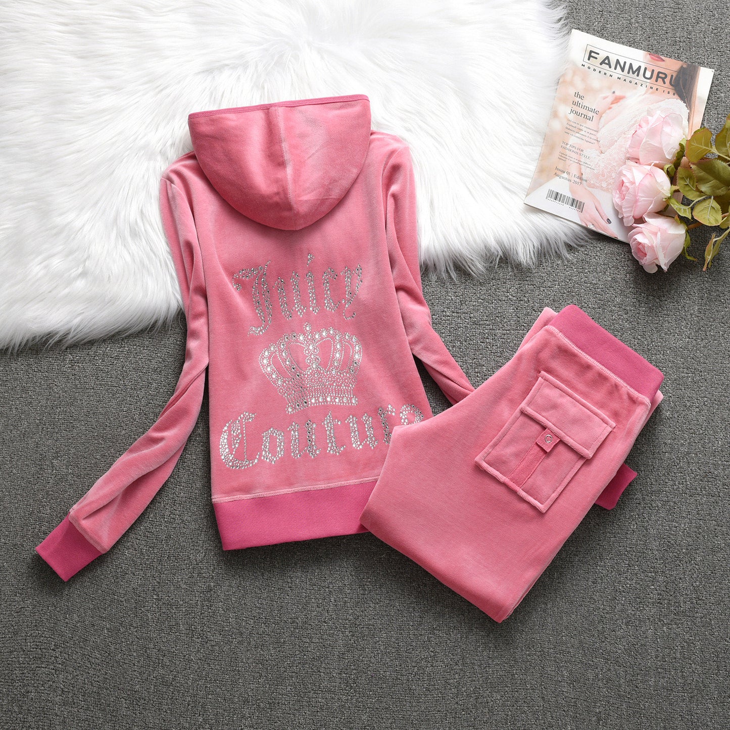 Ensemble Juicy Couture Classique en Velours - Veste Zippée et Jogging